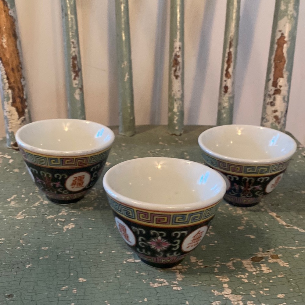 3 vintage authentic Chinese Asian condiment dishes containers, perfect, 1970’s